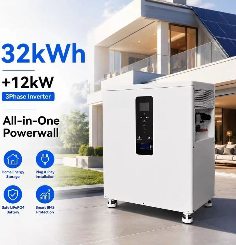 NONE 32kWh All-in-One Home Solar Energy Storage System 12kW 3-Phase Inverter  380V LiFePO4 Battery