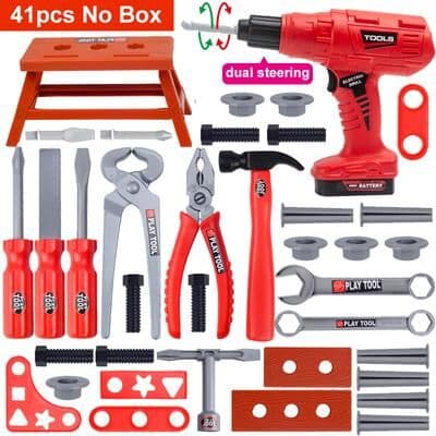 Perfect Picks Market Children Tool Set With Electric Toy Drill Fun Pretend Play Tool Kit For Boys & Girls 41pcs No Box