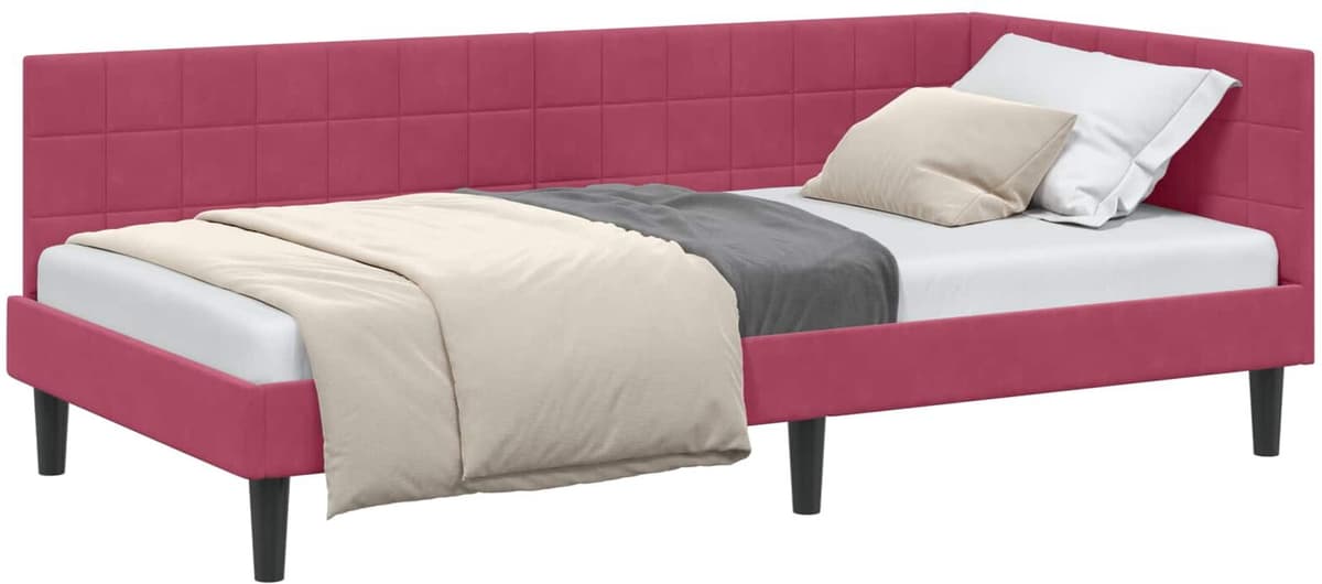vidaXL Cadre de lit d'angle Bordeaux 100 x 200 cm Velours