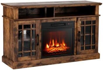 Costway 48 Inch Electric Fireplace TV Stand with Cabinets for TVs Up to 55 Inch-Brown