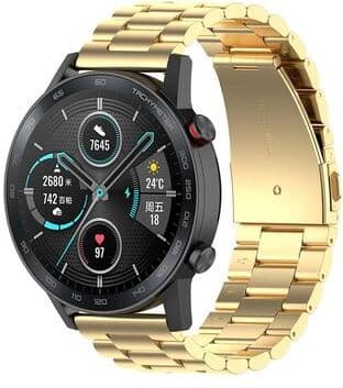 Everyday Crate Honor Watch GS 3i 22mm Stainless Steel Watch Band Three Bead Metal Replacement Strap gold