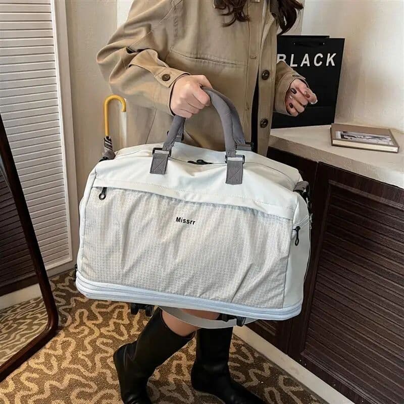 others Large Capacity Women's Travel Bag with Wheels Extendable Portable Check-In High Speed Railway Storage Bag Dry Wet Separation