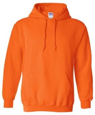 Gildan G185 Heavy Blend Hooded Sweatshirt in Safety Orange size 4XL   Fleece 18500, G18500
