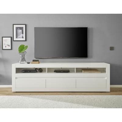 Lowboard HOME AFFAIRE "Chester, moderner TV-Unterschrank, Kommode mit Stauraum, Weiß Matt", weiß, B:217cm H:63cm T:42cm, Holzwerkstoff, Sideboards, Lowboard, austauschbare Blende in Griffleiste, zeitloses Design, 217 cm breit