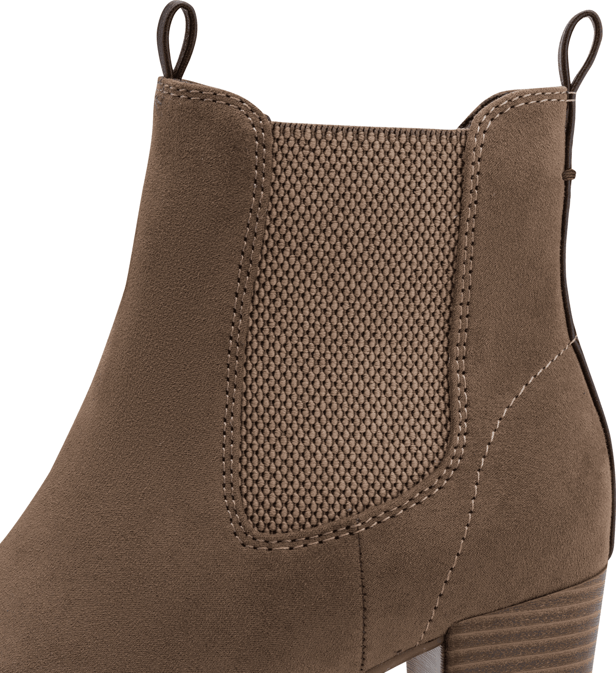 Stiefelette MARCO TOZZI, Damen, Gr. 40, grau (braun), Lederimitat, Textil, unifarben, used, Basic, Schuhe Stiefelette, Blockabsatz, Chelseaboots mit Stretch-Einsatz an der Außenseite
