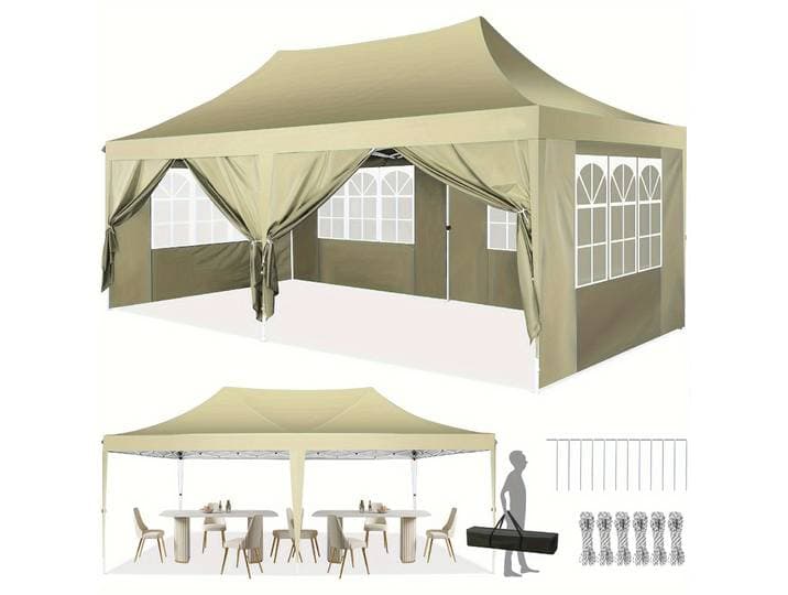 Gazebo pliant 3x6m, tente de fête, auvent Pop-Up avec 6 parois latérales, Protection UV, 50 + jardin, extérieur, pour plage, mariage, Camping
