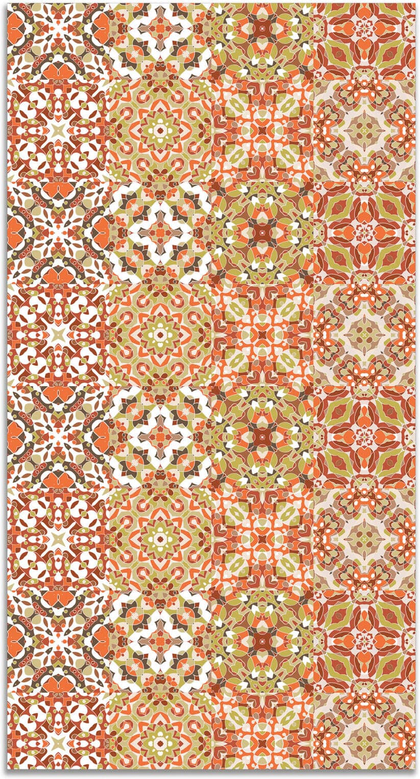 Home and Living Alfombra vinílica baldosa hidráulico oriental naranja 160x230 cm