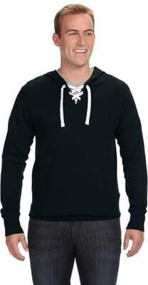 J America JA8231 Sport Lace Jersey Hood T-Shirt in Black size Medium   Ringspun Cotton 8231