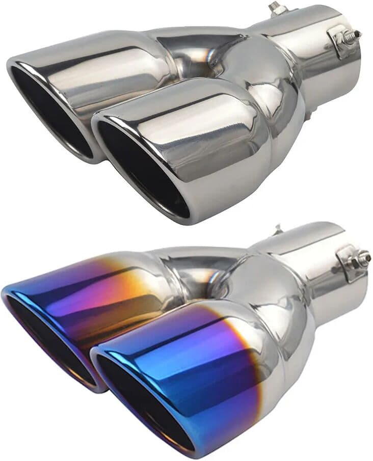 APWIKOGER Bolt-on Dual Exhaust Tip Rolled Edge Slant Cut Tailpipe Muffler Tip 3 inch Inlet