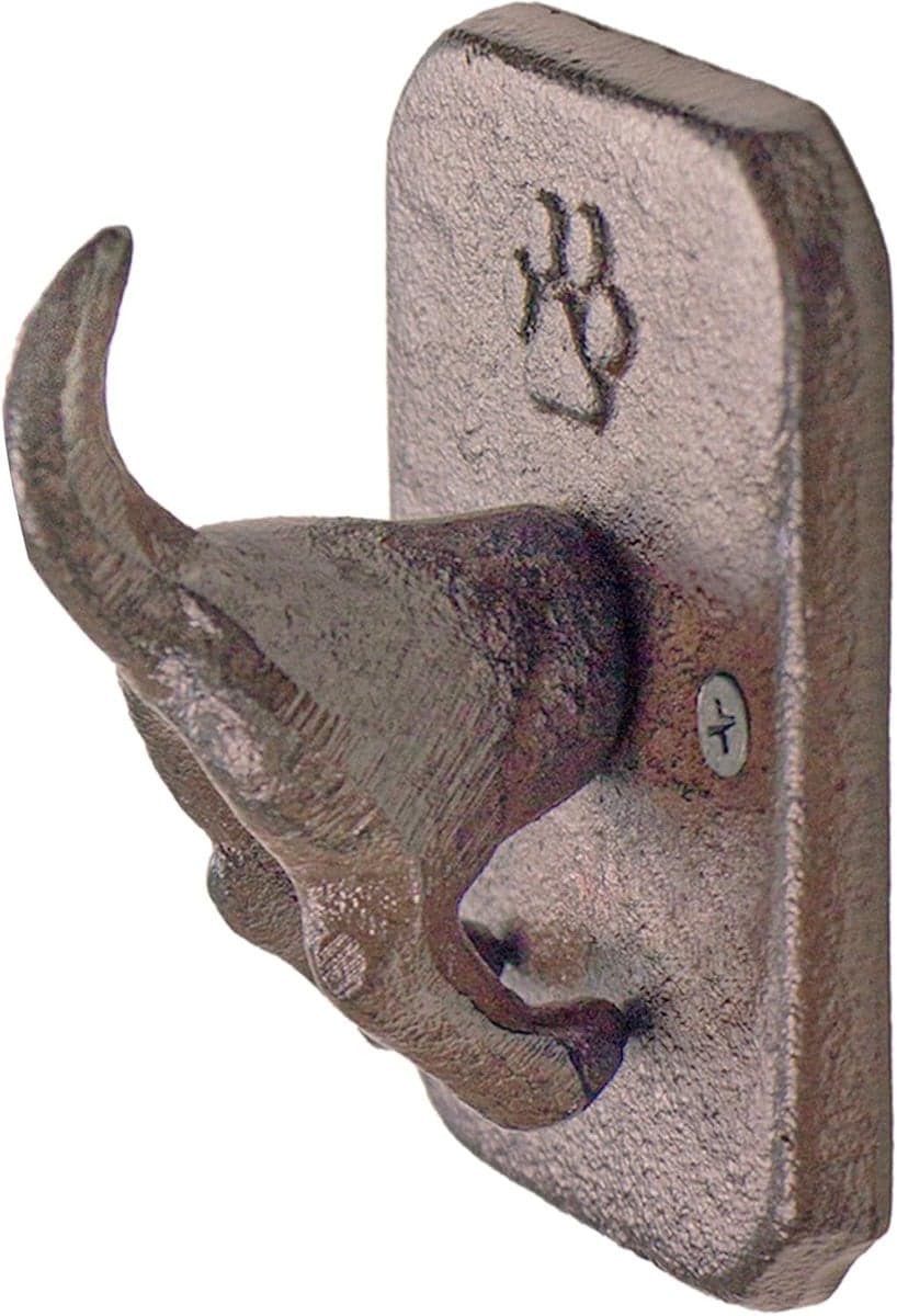 Rustieke Wandhaak Hondenstaart van Gietijzer voor het Opbergen van Jassen, Zwart, B/D/H: 10 x 7 x 6 cm