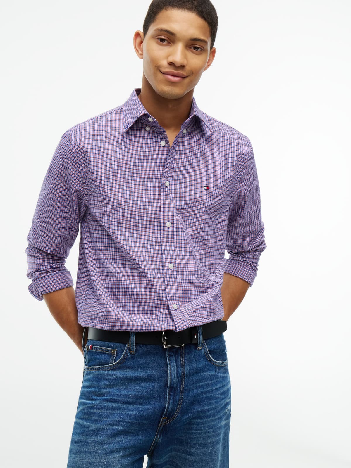 Ledergürtel TOMMY HILFIGER "DENTON", Herren, Gr. 105, schwarz, Rindsleder, unifarben, Gürtel Ledergürtel, Regular fit und grössenverstellbar schwarz 105