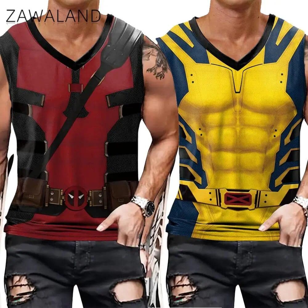 NONE Zawaland Superhero Tank Tops for Men Cosplay Costume Fitness Shirts Movie 3D Print Top Gym Halloween Clothes