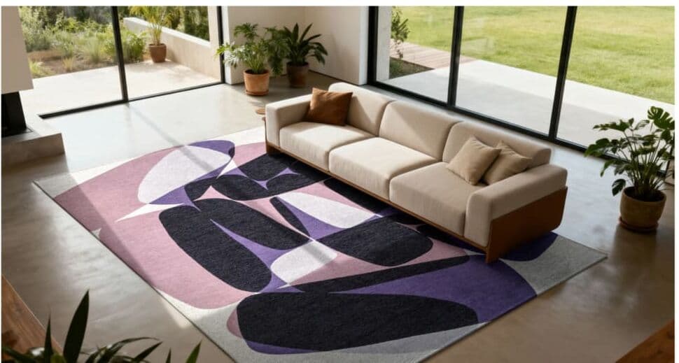 Novatrend Tapis moderne tissé plat rocky violet 240x340 cm Violet 340x340x240cm