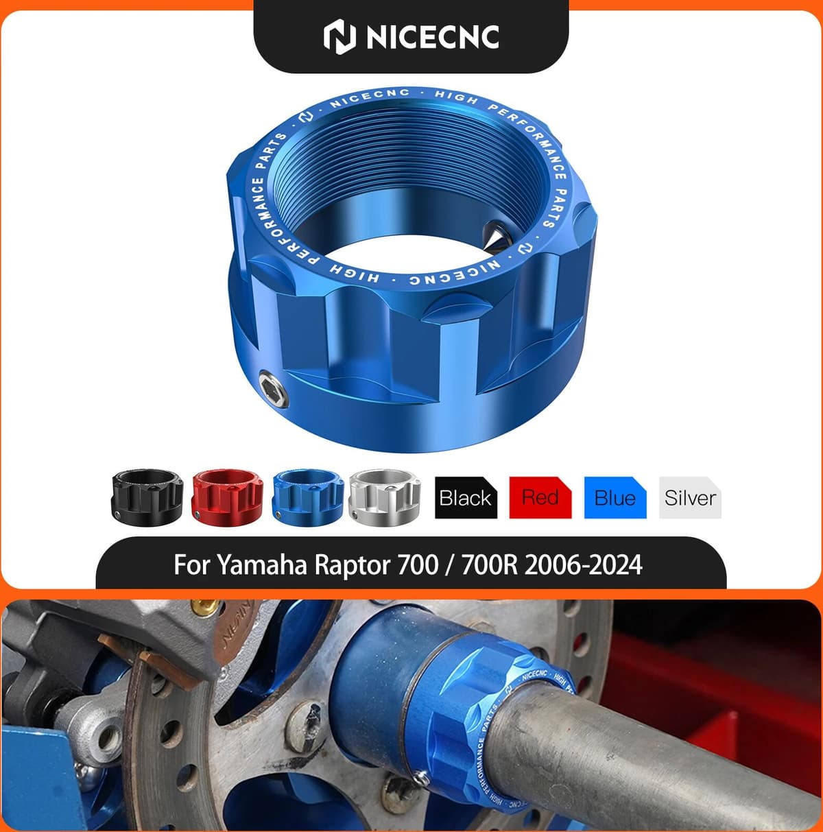 NICECNC For Yamaha Raptor 700 2006-2024 ATV Rear Axle Nut For Yamaha Raptor 700R YFZ450 Billet Aluminum Rustproof Accessories