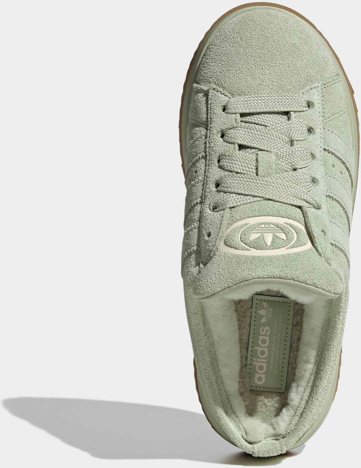 Clog ADIDAS ORIGINALS "CAMPUS 00S WINTER LOW", Damen, Gr. 38, beige (halo grün, halo grün, gum4), Leder, Schuhe Clog, Hausschuh, Pantolette, Mule, Slipper mit Plateua für Herbst und Winter halo grün, halo grün, gum4 38