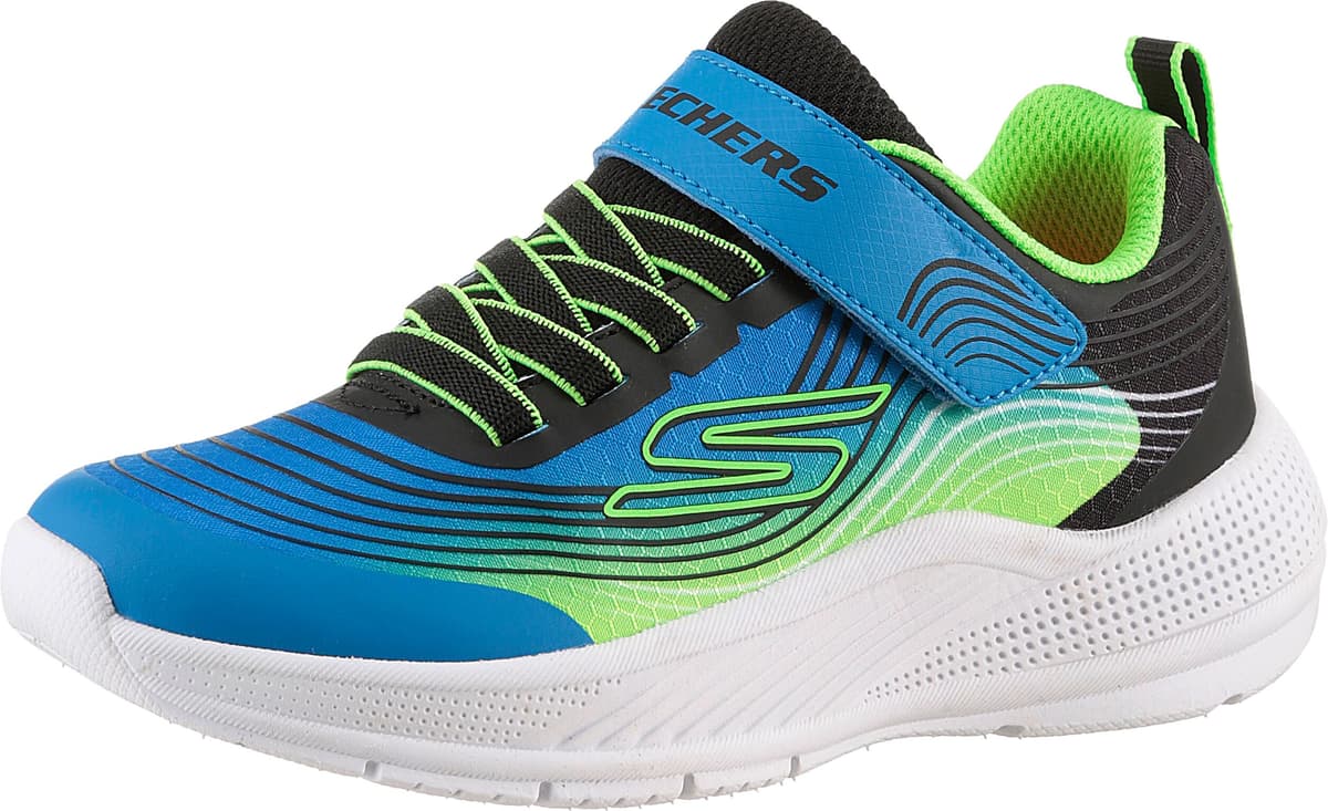 Sneaker SKECHERS "MICROSPEC ADVANCE", Jungen, Gr. 37, bunt (schwarz, limette), Lederimitat, Textil, kontrastfarbene Details, Schuhe Sneaker, Freizeitschuh mit Klettverschluss, Grössenschablone zum Download schwarz, limette 37