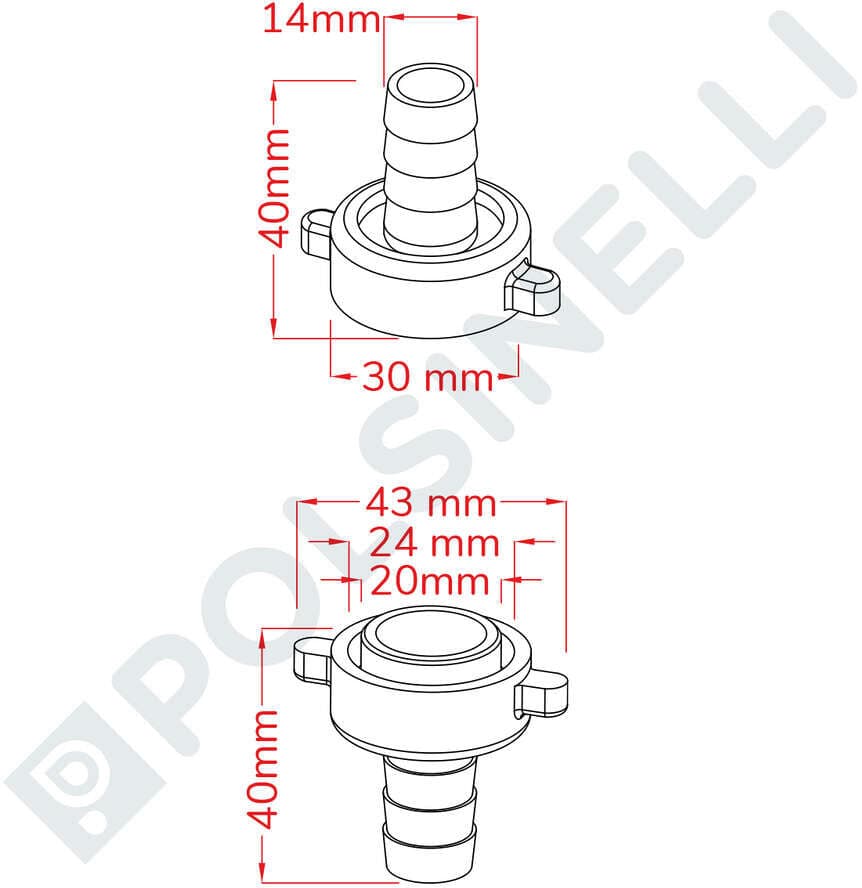 Rover Pompe Kit raccord de tuyau droit et pivotant NOVAX 14