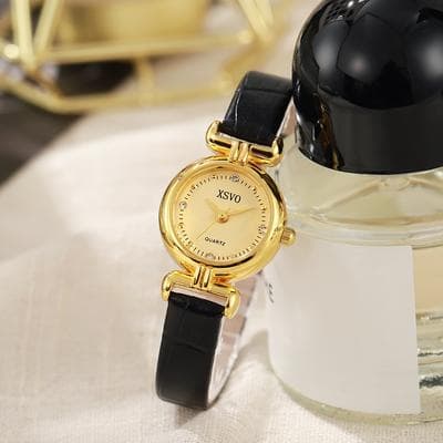 Friendly Fresh Finds Simple Quartz Belt Watch With Small Dial And Drill Point Scale black