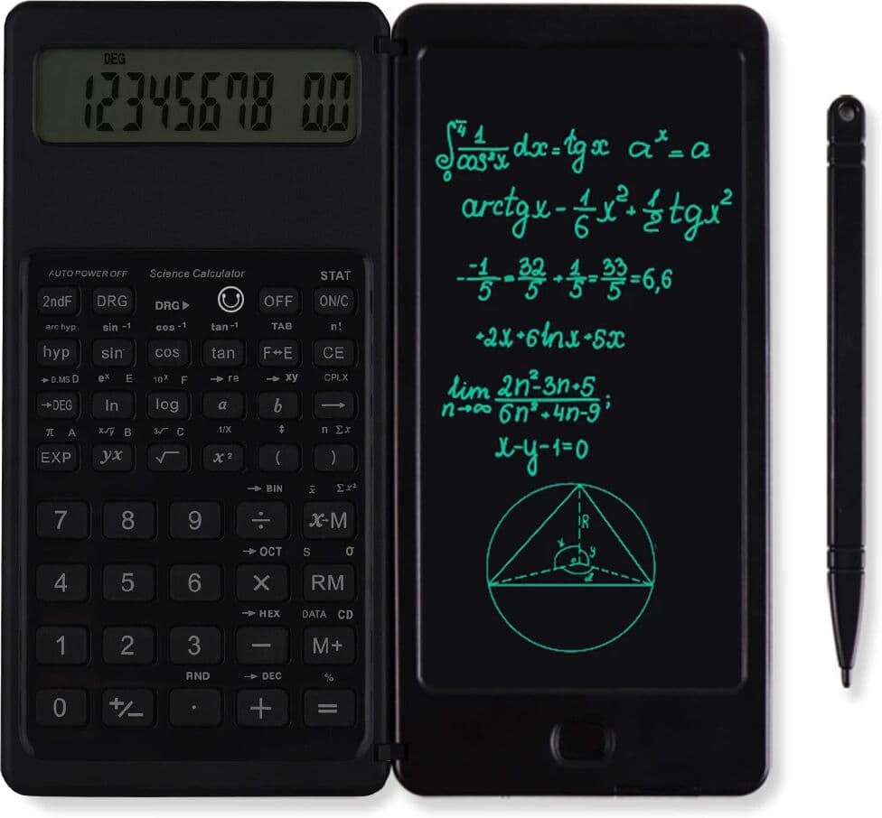 Fireurus 2 in 1 Foldable Calculator 10 Digits LCD Display Desktop With 6 Inch Writing Tablet Pen For Business School Office