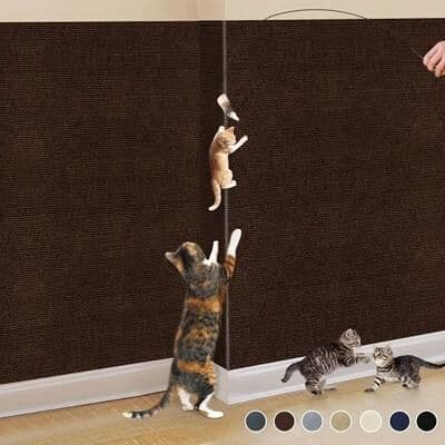 Uplift Picks Self Adhesive Cat Scratch Mat Trimmable Furniture And Wall Protector For Cats brown 50x300 Cm