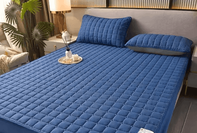 Evergreen Home Goods Breathable Quilted Mattress Cover, Soft Skin Friendly, Anti Mite, Anti Bacterial Bed Protector Fitted Sheet navy Blue 180x200x27cm
