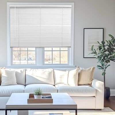 "Chicology Light Filtering Cordless Vinyl Mini Window Blinds - 1"" Slats - White 60"" Height Sizes"