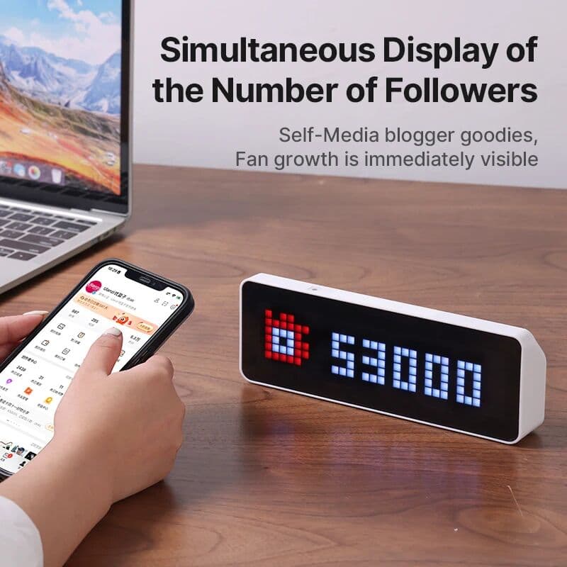 Ulanzi TC001 Smart Pixel Clock LED Full Color Pixel Display Pomodoro Clock Youtube Fans for Home  Version