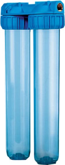 Contenitore Doppio Per 2 Filtri Acqua 20" In/out 1" Ottone Col. Opaco (Or)