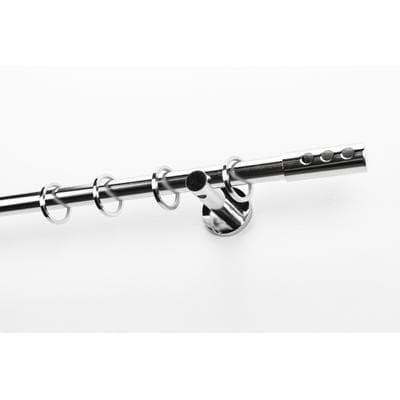 Gardinenstange GARESA "EASY", grau (chromfarben), B:64cm L:110cm Ø:20mm, Aluminium, Gardinenstangen, Vorhanggarnitur, verlängerbar, Endk. mit 3 Löcher, Alu, m. Ringe