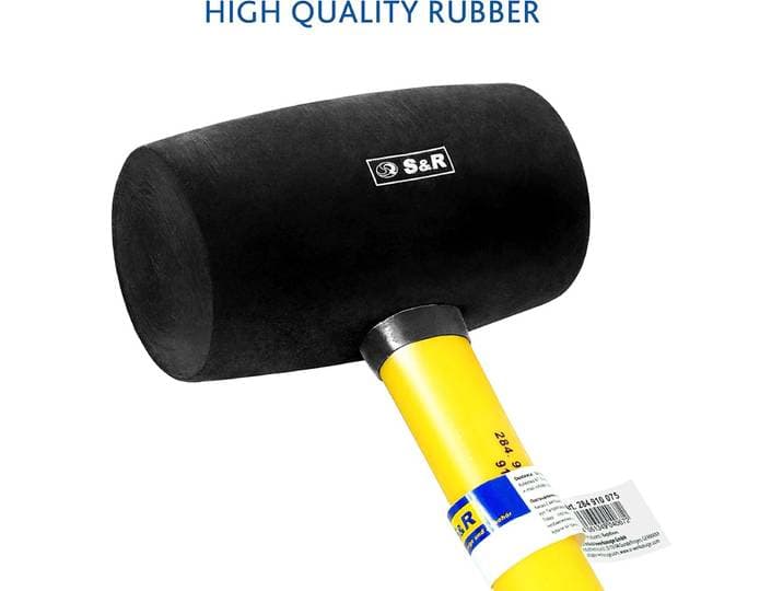 S&R Rubberen hamer Rubberhamer zwart 75 mm\, 910 Gr\, glasvezel handvat