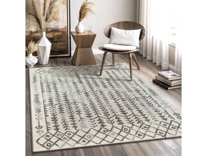 Teppich SANAT Boho 8204 , auch als Läufer und in Rund , weiß (creme), B:120cm H:10mm L:170cm, Kunstfaser, Teppiche, Teppich, Kurzflor, robust, Boho, Scandic, für Fussbodenheizung geeignet