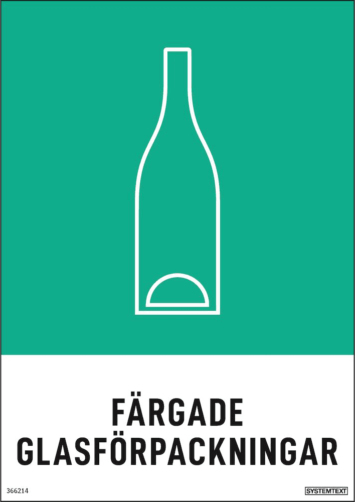Miljödekal "Färgade Glasförpackningar" Systemtext-210 X 297 Mm