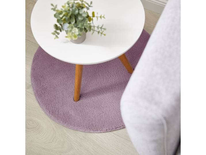 Teppich ANDIAMO Arezzo , lila (lavendel), H:16mm Ø:67cm, Polyester, Teppiche, Teppich, Uni Farben, weicher Flor, waschbar, ideal im Wohnzimmer & Schlafzimmer