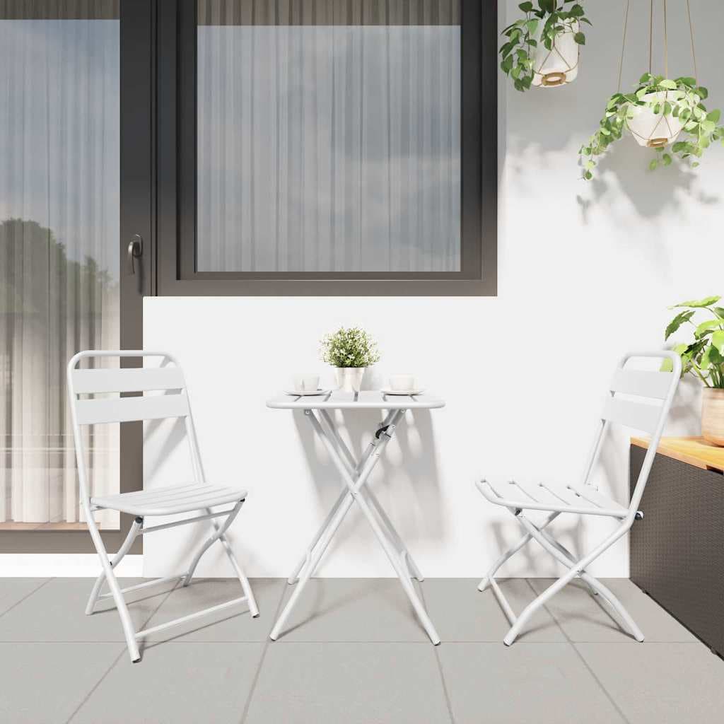 vidaXL Chaise de jardin pliante 2 pc Blanc Acier enduit de poudre