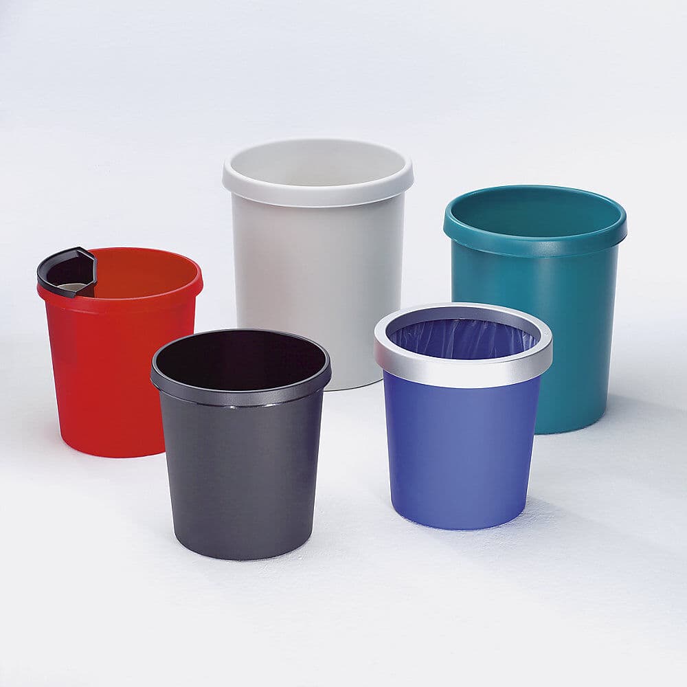 Papierkorb aus Polyethylen, Volumen 30 l, VE 5 Stk, rot helit
