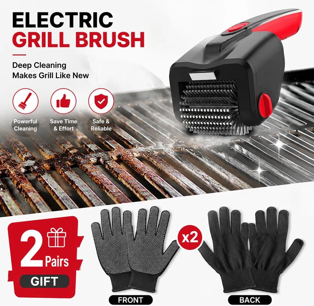 ZCAMP Upgraded Electric Grill Brush Cordless Rechargeable Grill Cleaning Brush 90-Min Runtime Stainless Steel Brush Cleaner for BBQ