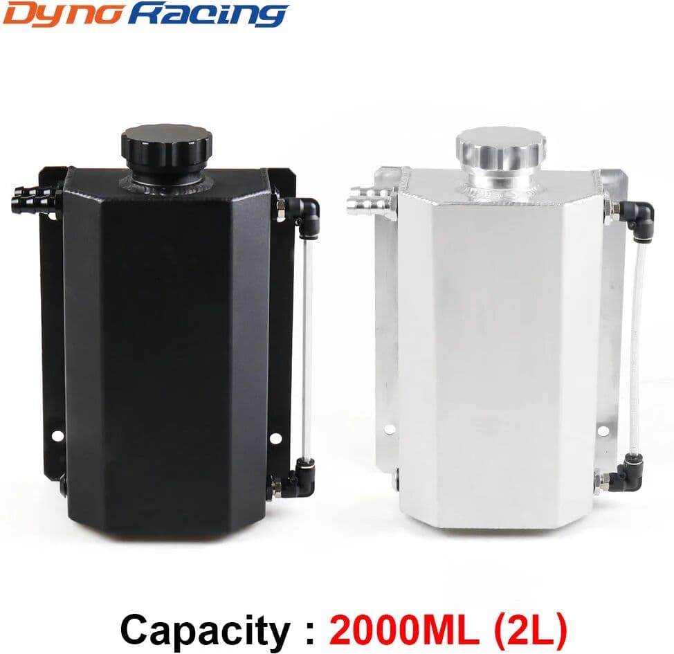 Dynoracing Universal 2L Alloy Engine Oil Fuel Gas Catch Can Breather Tank Bottle Coolant Radiator Overflow Tank