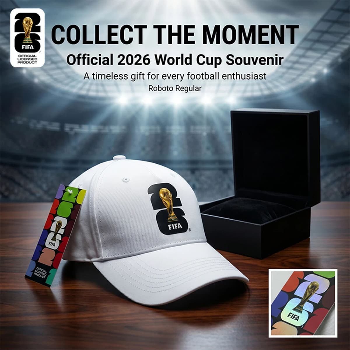 Official FIFA 2026 World Cup Licensed Flat Baseball Cap  Breathable Adjustable Baseball Hat for Football Fans