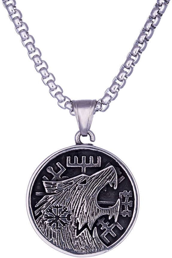 Northern Viking Jewelry Vegvisir Wolf halsband NVJRS104