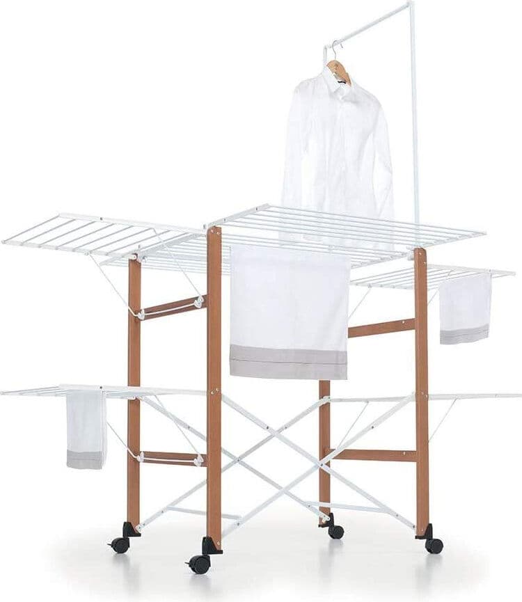 Foppapedretti 9900420412 Stendibiancheria Pieghevole 35 Mt Di Stenditura Stendino In Legno Colore Noce - 9900420412 Super Gulliver