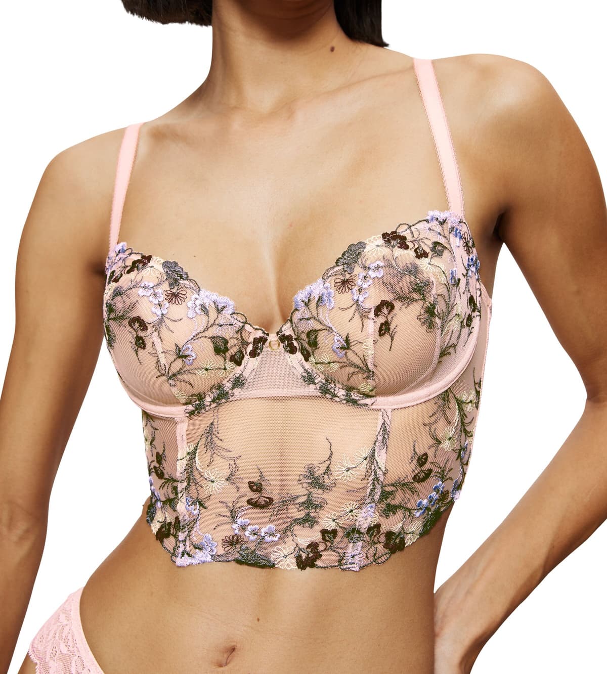 Longline-BH TRIUMPH "Sensual Spotlight Wired Corset", Damen, Gr. 85, Cup F, beige (foundation beige), Spitze, Obermaterial: 51% Polyamid, 37% Polyester, 12% Elasthan, bestickt, BHs Longline-BH, mit Stickerei und floraler Spitze