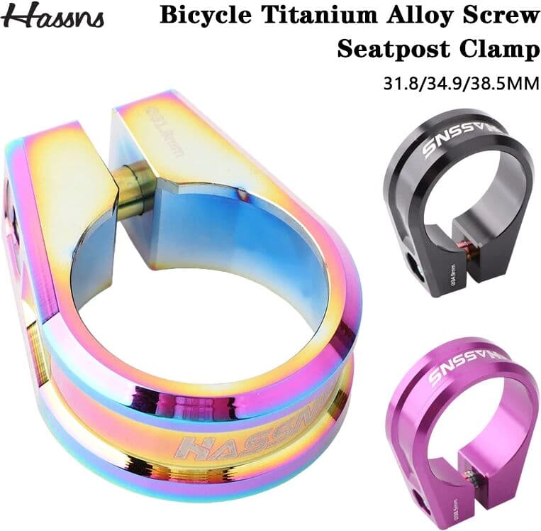 HASSNS Bicycle Seatpost Clamp Saddle Blocking 31.8/34.9/38.5MM Titanium Alloy Screw Bike Seat Clip for Dropper 27.2/28.6/31.6MM