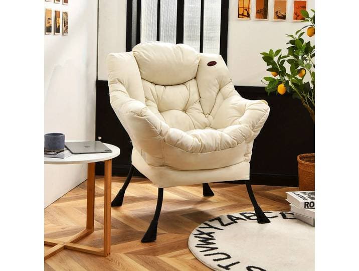 Costway – chaise paresseuse moderne en tissu Polyester, canapé simple avec poche latérale, Beige