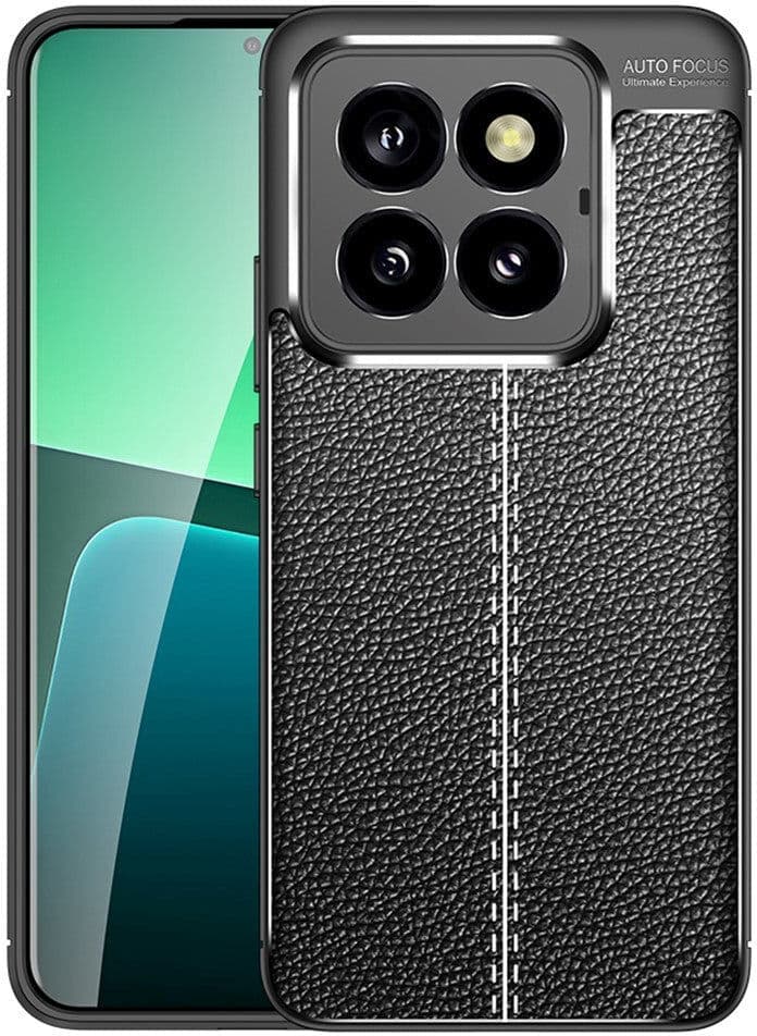 INCOVER Xiaomi 14 Pro Fleksibelt Plastik Bagside Cover Litchi Tekstur - Sort