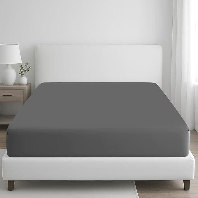 Ebern Designs Luxury Hotel Style 400TC Egyptian Cotton Fitted Sheet – 35cm Extra Deep Pocket Ultra Soft Breathable Bedding Black Super King (6')