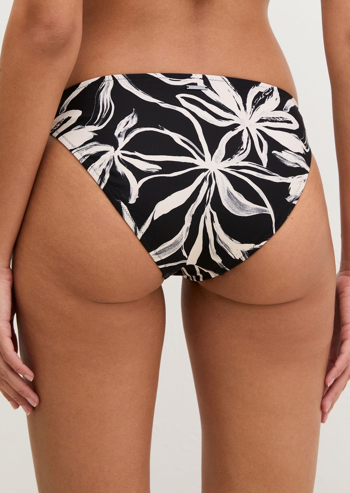 Marc O' Polo Bikini-Hose MARC O'POLO "Abstract Floral AOP", Damen, Gr. XL (46), N-Gr, schwarz-weiß (schwarz, weiß cotton print), Obermaterial: 84% Polyamid, 16% Elasthan, Badehosen Bikini-Hose