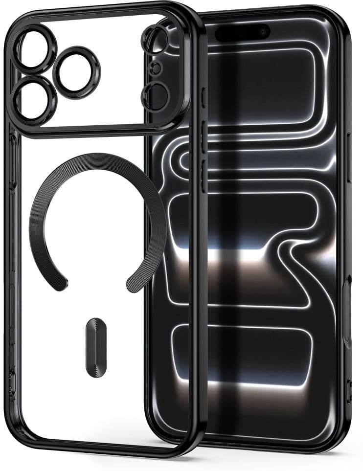 Tech-Protecti Phone 18 Pro / 17 Pro MagFlex Cover - MagSafe Kompatibel - Sort / Gennemsigtig