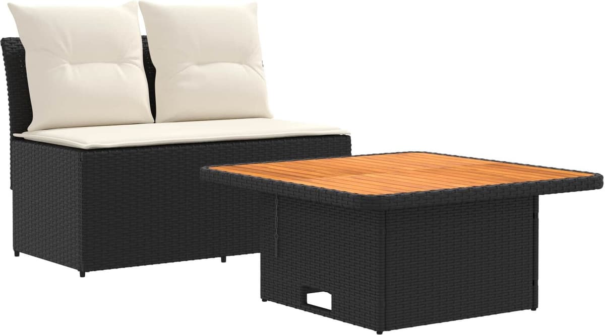 vidaXL Canapé du milieu de jardin avec table relevable 2 pc 2 place