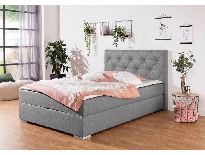 Boxbett HOME AFFAIRE Tynan , grau, B:154cm L:210cm, Komplettbetten, Boxspringbett, wahlweise mit Bettkasten, in H2, H3 & H4 erhältilich
