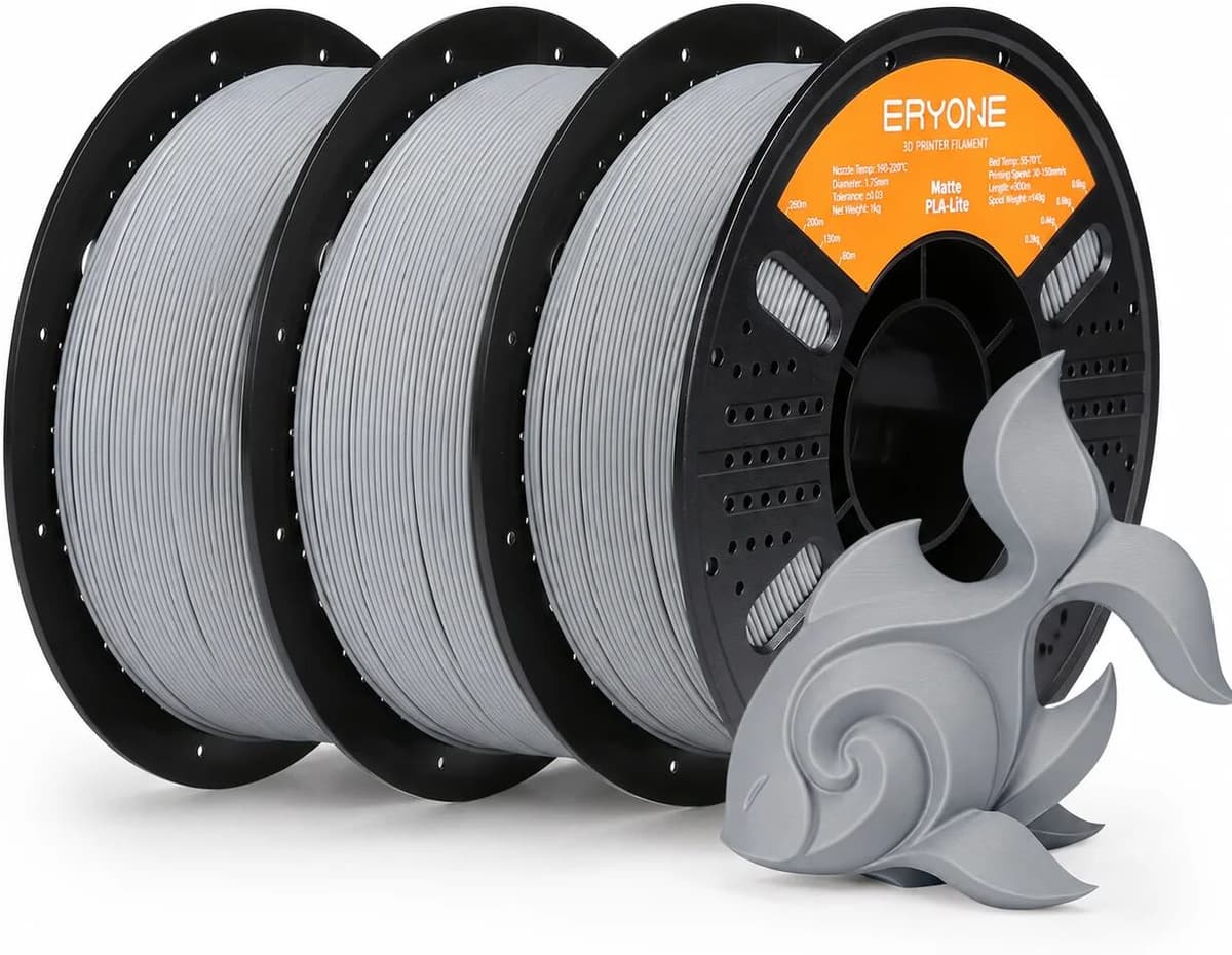 ERYONE 3KG PLA-Lite Matte Filament 1.75mm, Lightweight 3D Printer Filament, Smooth Matte Finish No Layer Lines, 1kg Spool